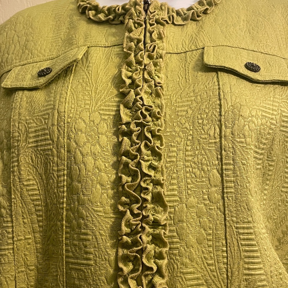 Ruby Rd. Lime Textured Blazer with Ruffle‎ Trim N… - image 2